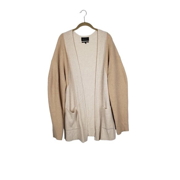 Something Navy Longline Cardigan Open Front Colorblock Neutral Size Large - Picture 1 of 6